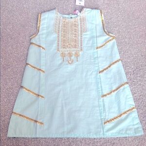 Elegant Mint Green Tunic with Gold Accents